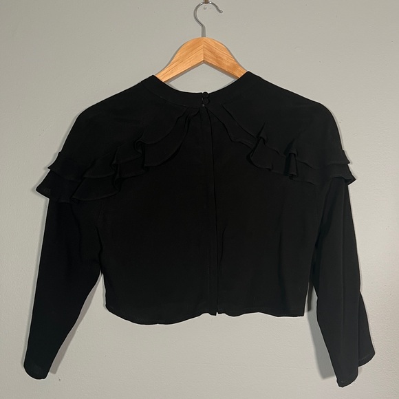 Revolve Poppy Ruffle Cropped Elbow Sleeve Blouse - Picture 3 of 12